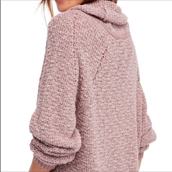 Free People Cowl-Neck Knit Sweater Mauve XS - Picture 3 of 5